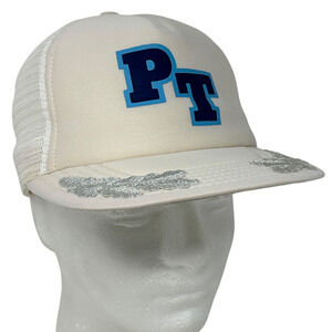 Vintage 80s PT Trucker Hat Cap Scrambled Eggs Leaves Leaf USA Snapback White